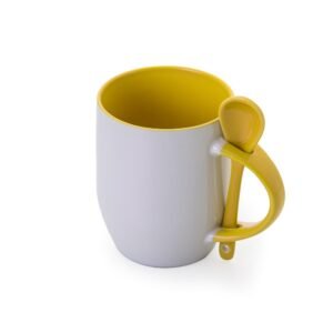 Caneca Ceramica 350ml com Colher AMARELO 7150 1518723569