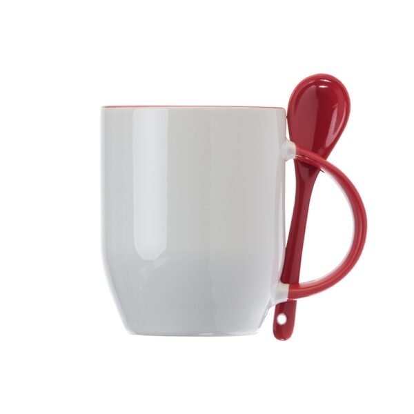 Caneca Ceramica 350ml com Colher VERMELHO 4889 1505853510