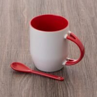 Caneca Ceramica 350ml com Colher VERMELHO 4889d1 1487086491