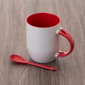 Caneca Ceramica 350ml com Colher VERMELHO 4889d1 1487086491
