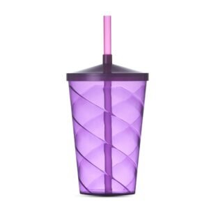 Copo De Plastico Colorido Com Canudo ROXO